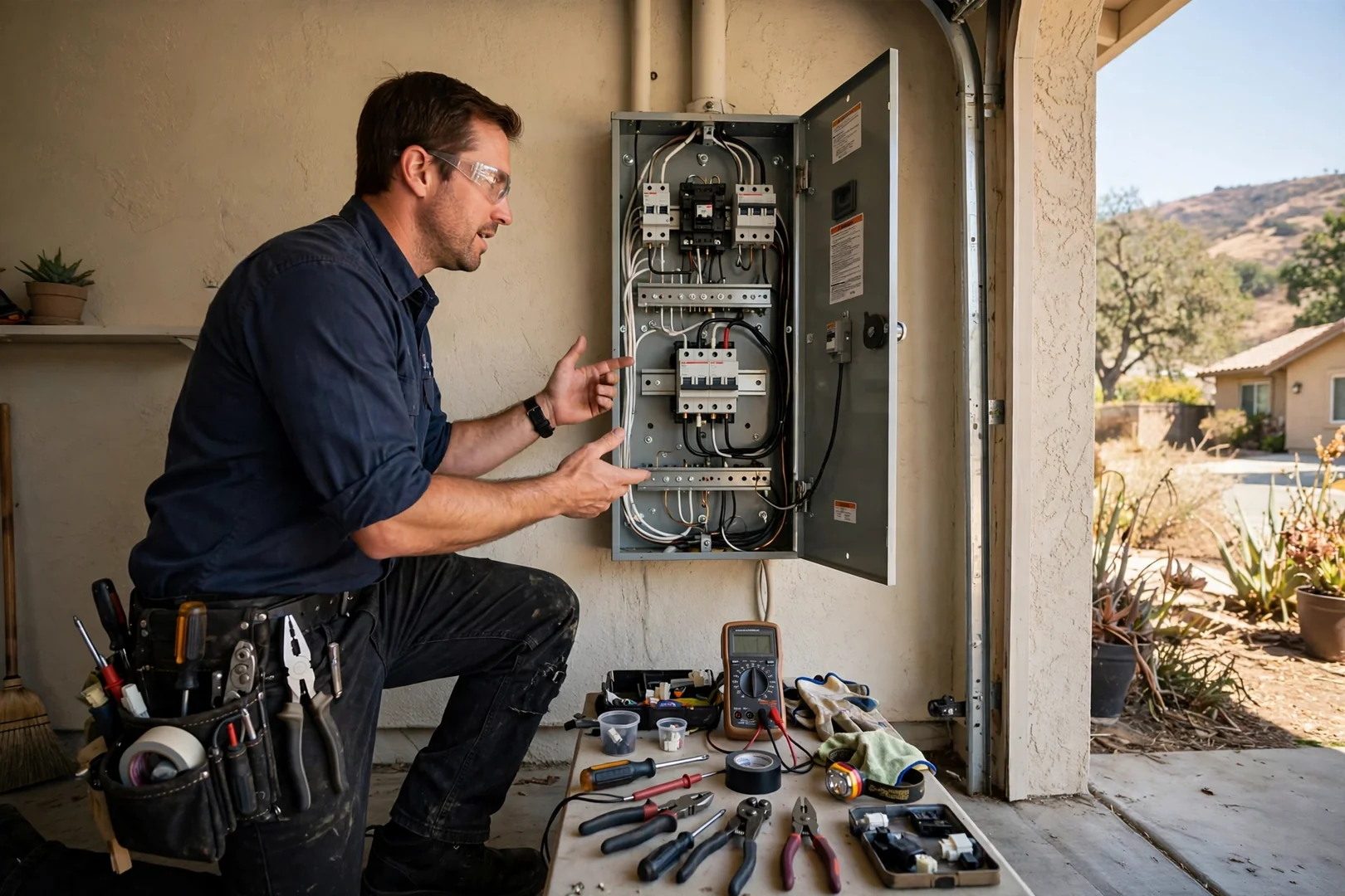 Replaced double-pole breaker seated in a residential panel after repair in San Ramon
