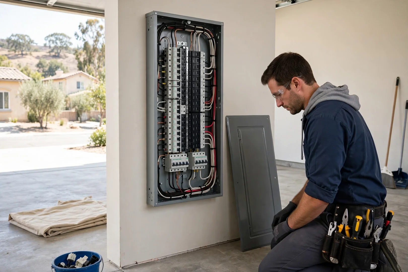Finished labeled breaker panel with tidy conductors after completed repair walkthrough