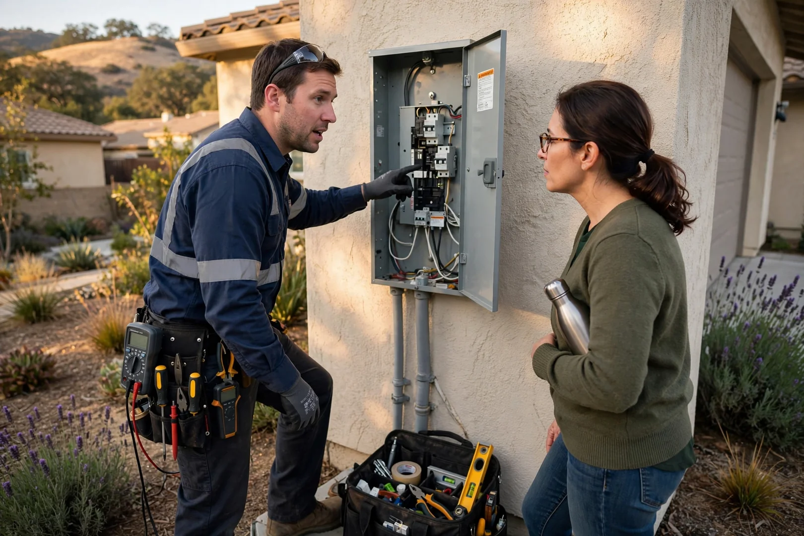 Standby generator installed beside a San Ramon home