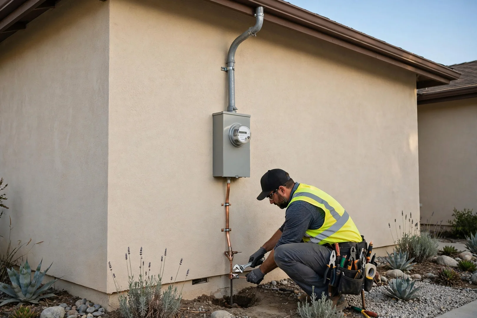 Exterior of a suburban San Ramon home with upgraded service entrance conductors